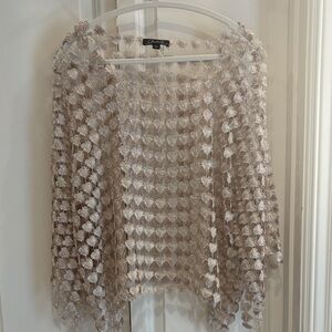 CHARLIE B Taupe Open-Knit Women's Poncho